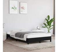 Tissu respirant durable cadre stable pieds robustes chambre à coucher | Cadre de lit sans matelas noir 120x190 cm tissu literie sommier renforce avec tete de lit en tissu respirant pour chambre