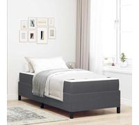 Tissu Respirant et Bois Robuste Style Moderne épuré Gris 100 x 200 cm | Cadre de lit avec matelas Gris foncé 100 x 200 cm tissu Literie moderne complet literie une place en tissu et bois