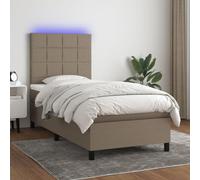 Tissu respirant LED colorée Tête de lit réglable Taupe 90x200 cm | Sommier tapissier avec matelas LED Taupe 90x200 cm Tissu réglable lit couchette jeune adulte adolescent chambre