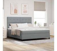 Tissu Respirant tête Ajustable literie Moderne 180x200 cm Gris Clair | Lit à ressorts avec matelas Gris clair 180 x 200 cm tissu, Tête de lit réglable, Cadre en bois, Chambre moderne