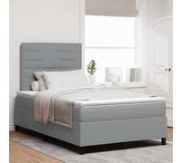 Tissu Ressorts ensachés tête de lit Ajustable Moderne 120 x 190 cm Gris | Lit à Ressorts avec Matelas 120x190 Gris Clair Tissu Tête Réglable Moderne Ensemble Complet avec Surmatelas et Bande LED
