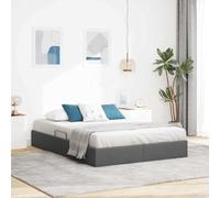 Tissu Simili Cuir avec Rangement hydraulique Moderne Gris 135 x 190 cm | Lit de Rangement avec Matelas Gris foncé 135 x 190 cm Tissu Moderne Chambre Industrielle Banquette Coffre Pliable Gain de
