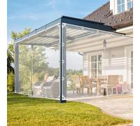 Tissu transparent pour extérieur - PVC - Rideau d'extérieur étanche - Bâche résistante - Avec fermeture éclair et œillets - Transparent, dimensions 2,4 x 2,1 m