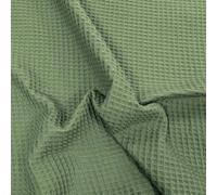 Tissu uni aspect nid d'abeille 230g/m² RUCHE pur coton vert kaki