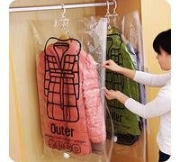 TITA-DONG Sac de Rangement à Compression sous Vide Suspendu, Sacs économiseur D'espace à Fermeture sous Vide pour Vêtements avec Crochet, Housse Anti-poussière Transparente pour Costumes,(L/2 pièces)