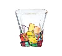 TITA-DONG Verres à Whisky Peints à la Main, Verres à Boire Colorés Créatifs, Verres à Vin Uniques, Verres à Boire en Verre à L'ancienne Soufflés à la Main pour Scotch Rum Bourbon(Glace/2 pièces)
