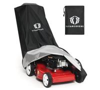 TitanCovers Housse de tondeuse à gazon avec revêtement PA et double cordon de serrage et sac de rangement en polyester Oxford 600D robuste pour tondeuse à gazon étanche pour extérieur