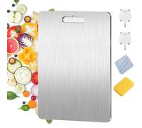 Titanium Cutting Board, Planche a Decouper Titane,Planche à découper en acier inoxydable avec trou de préhension, planche de cuisine antibactérienne,facile à nettoyer (29 * 20cm(11.42 * 7.87in))