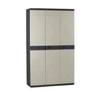 Plastiken Armoire haute Titanium 3 portes – étagères et penderie – L105×P44×H176 cm Beige/Noir