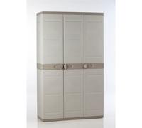 TITANIUM PLASTIKEN Armoire 3 portes avec étagères + penderie l105 x p44 x h176 cm Beige et taupe TITANIUM Gamme Intérieur / Extérieur