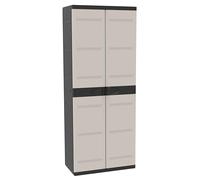 Plastiken Armoire haute avec étagères Titanium 70 x 44 x 176 cm Beige et Noir