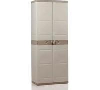 TITANIUM PLASTIKEN Armoire haute 2 portes avec étageres 70 x 44 x 176 cm Beige et Taupe Gamme TITANIUM Intérieur et Extérieur