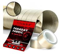 TitanRF Faraday Fabric - Pro Construction Kit - Military Grade Fabric Blocks RF Signals (WiFi, Cell, Bluetooth, etc.) - Dims: 44in W x 18ft L (1.1m x 5.5m) + Free 20ft L Conductive Tape
