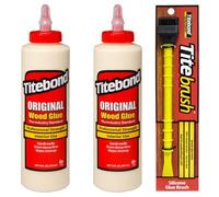 Titebond Lot de 2 colles à bois originales de 473 ml + pinceau | Colle à bois professionnelle pour l'intérieur - Idéale pour la construction de meubles, la menuiserie et le bricolage - Avec