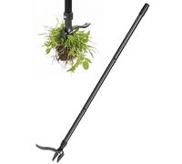 TITECK Désherbeur manuel avec long manche (environ 114 cm), désherbeur debout avec 4 griffes, râteau à main et sac à déchets de jardin de 50 l, outil de jardin mécanique pour pelouse et jardin
