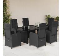 vidaXL Ensemble de jardin 7 pièces avec coussins Noir Poly Rattan
