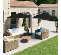 Title: vidaXL Parasol de jardin double avec mât en acier - Noir
