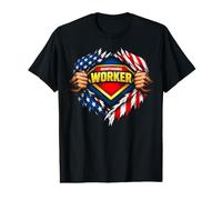 Titre du Poste de Travail d'équipe du Drapeau américain du Drapeau américain T-Shirt Graphique avec Valeur