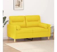 Canapé 2 places avec oreillers jaune clair 120 cm tissu