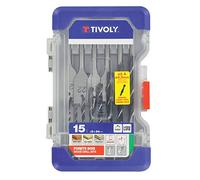 Tivoly 10802470001 Mallette Ranger T15 Bois, Contient Forets Bois 3 Pointes Ø2-2,5-3-4-5-6-7-8-10mm, Mèches Plates Ø14-16-18-20-22-24mm