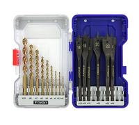 Coffret de 15 forets bois Tivoly Technic (9 forets bois HSS speed point Ø 2 à 10 mm + 6 mèches bois plates Ø 14 à 24 mm)