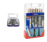 Tivoly 11111070001 Extracteurs de goujons/vis endommagées, Gris, Lot de 6 Pièces & 11901170052 Coffret Clipster Forets avec Extracteur pour extraire les goujons/vis cassées, Gris, Set de 10 Pièces