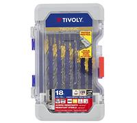 Tivoly 18 forets métaux HSS STEAM revêtus TiN taillés meulés pointe en croix queue à 3 méplats Ø 2 à 10mm