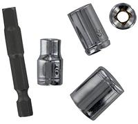 Lot de 4 douilles TIVOLY Ø 6 à 13mm + 1 porte-douille hexa 6.35 mm > 1/4 - 11501420001"