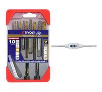 Tivoly 11901170052 Coffret Clipster Forets avec Extracteur pour extraire les goujons/vis cassées, Gris, Set de 10 Pièces & KS Tools 331.0013 Tourne à gauche M3 -M12