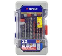 Tivoly Coffret RANGER 22 pièces 11901170061 – Forets béton, carrelage, bois, 3 butées Ø3–12 mm