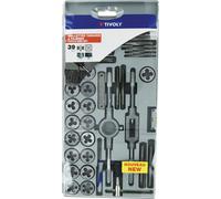 Tivoly 39 pièces -17 tarauds + 17 filières M3 à M12 & MF4 à MF12 + 1 jauge à filet + 1 tournevis + 2 porte-tarauds + 1 porte-filière