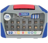 Tivoly • Coffret 22pcs d'embouts de vissage Torsion TIN, contient 3 PZ, 3PH,