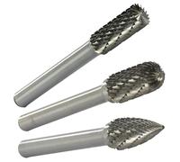 TIVOLY - Coffret 3 Fraises Limes Carbure Ø10mm - Fraisage des Métaux les plus Résistants - Queue Cylindrique Ø6mm pour Meuleuse Droite