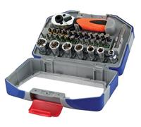 Tivoly - Coffret 34 Pièces Embouts Torsion + Douilles + Poignée à Cliquet et Adaptateur à Douilles - Embouts de Vissage Performants, pour une Utilisation Facile