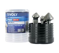 Tivoly • Coffret 5 fraises à noyer HSSE5% cobalt DIN335C à 90° Ø 10,4 à