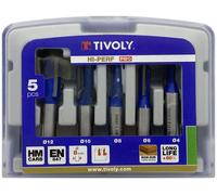 Tivoly • Coffret de 5 Fraises de défonceuse droite à rainurer Ø4 à 12mm.