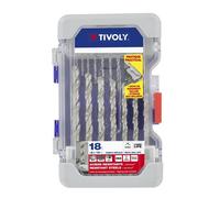 Tivoly • Coffret Ranger 18 forets métaux HSS taillés meulés pointe en croix Ø 2 à 10mm
