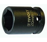 TIVOLY - Douille à Choc 1/2" Impact pour Vis 6 Pans (Hexagonale) - Acier CrMo Haute Résistance - Finition Phosphate Noir - Spécial Boulonneuse et hoc - Gamme ShockSeries - Taille Ø20mm/L38mm