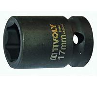 TIVOLY - Douille à Choc 1/2" Impact pour Vis 6 Pans (Hexagonale) - Acier CrMo Haute Résistance - Finition Phosphate Noir - Spécial Boulonneuse et hoc - Gamme ShockSeries - Taille Ø17mm/L38mm