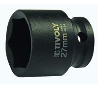 TIVOLY - Douille à Choc 1/2" Impact pour Vis 6 Pans (Hexagonale) - Acier CrMo Haute Résistance - Finition Phosphate Noir - Spécial Boulonneuse et hoc - Gamme ShockSeries - Taille Ø27mm/L42mm