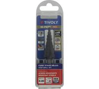 Tivoly Foret conique étagé HSS -Revêtu TiAlN -TivolyNorm -Hélicoïdal -Pointe en croix -Queue à 3 méplats (Boite brochable) / ØMin/Max : 4/20