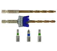 Tivoly • Kit Terrasse • Foret Ø5mm avec Fraisoir • Mèche & Fraise 2 en 1 Bois-Métal • 3 Embouts de Vissage INOX • Foret de Rechange Fourni • Butée de Profondeur Réglagle