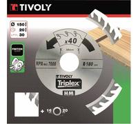 Lame de scie circulaire pour bois Tivoly Ø 150 mm x 20 mm, 30 dents