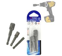 Tivoly Porte-douilles Hexa 6,35 mm – Lot de 3 (1/4", 3/8", 1/2") – 11501320003