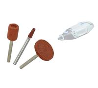 TIVOLY - Lot de 3 Meules Corindon Multi-Formes - Affûtage, Ébavurage et Meulage des Métaux Tendres et Ferreux - Attache : Queue Cylindrique Ø3,2mm - Pour DREMEL/PROXXON