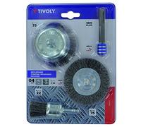 Tivoly XT20252580201 Brosses mixtes pour Métal sur perceuse , Gris, Set de 3 Pièces