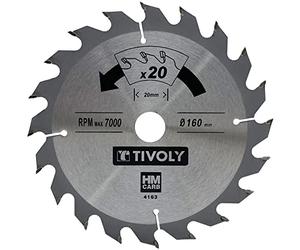 Tivoly XT50514004163 Lame de Scie Circulaire Ø160 x20mm x Z: 20 Dents Carbure, Coupe Débit - Pour Bois et plâtre