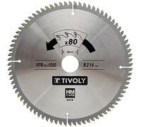 Tivoly XT50514004478 Lame de Scie Circulaire Ø216 x30mm x Z: 80 Dents Carbure, Coupe Finition - Pour Bois dur, stratifié, parquet -Pour scie radiale