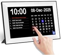 TIXINPO Réveil calendrier numérique à écran tactile de 25,7 cm, horloge de démence pour personnes âgées, grand affichage du jour et de la date, 40 rappels, 64 alarmes, gradation automatique et heure