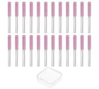 TIXIPEM Affûteur de tronçonneuse en céramique haute dureté avec boîte en plastique [24 pièces] - Lime à aiguiser pour tronçonneuse électrique et sculptures sur pierre - Rose - 1,6 cm